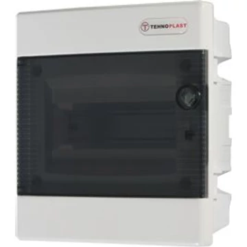 TEHNOPLAST Süllyesztett kiselosztó doboz, C sorozat, 8 modulos, átlátszó ajtó - 1soros, 211x232x99 mm, IP40 (THP-U8C)