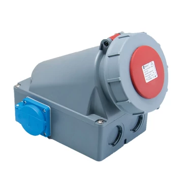 TP ELECTRIC 1x(5P63A) + 2x(2P+F) - Felületre szerelhető kombinált aljzat, IP67, gyorscsatlakozós kék aljzatok (TP-3134-500-1600H)