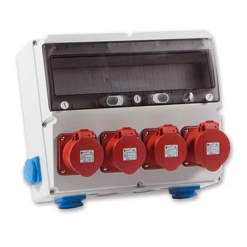 TP ELECTRIC Szerelt ipari doboz 360×300mm 18modul(5×16A-IP44)×3+(5×32A-IP44)×1+(1×16A)×4 (TP-3323-022-5371)