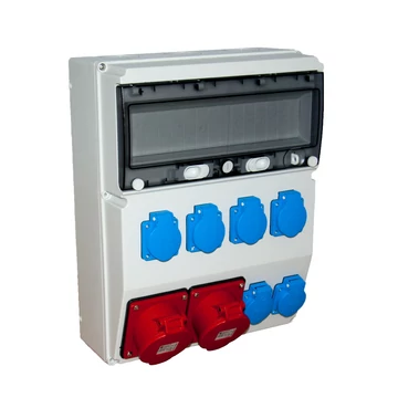 TP ELECTRIC Ipari doboz szerelt 300x400mm, IP44, 2x(5P32A) + 6x(2P+F), gyorscsatlakozós aljzatokkal (TP-3360-600-0702HH)
