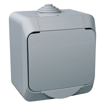 SCHNEIDER ELECTRIC CEDAR PLUS 2P+F csatlakozóaljzat, biztonsági zsaluval, csapófedéllel, IP44, szürke (WDE000641)