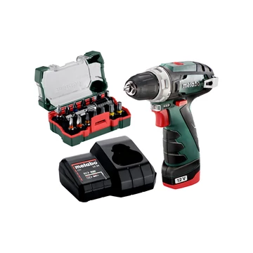 METABO PowerMaxx BS Basic Set Akkus fúrócsavarozó, 12V, 1x2Ah akku, akkutöltő LC 24, kartonpapír, SP bitkészlettel (15 részes) (600984900)