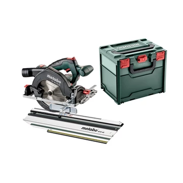 METABO KS 18 LTX 57 Set Akkus kézi körfűrész készlet 18V, 57mm, Ø165 x 20mm, 4600 /min, metaBOX 340 kofferben, KSF 44 fejező sínnel (akku és töltő nélkül) (691195000)