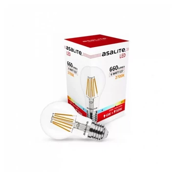 Asalite LED Izzó A60 filament gömb E27 6W 2700K (660 lumen) (ASAL0118)