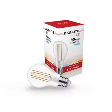 Asalite LED Izzó A60 filament gömb E27 7W 4000K (806 lumen) (ASAL0285)
