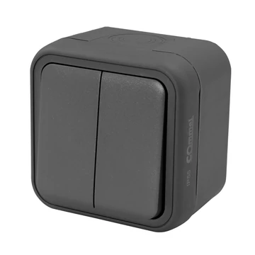COMMEL Falon kívüli csillárkapcsoló, 10A, 250V, IP55, antracit (043-105)