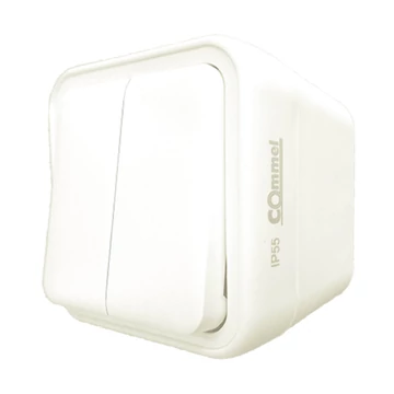 COMMEL Falon kívüli csillárkapcsoló, 10A, 250V, IP55, fehér (043-205)