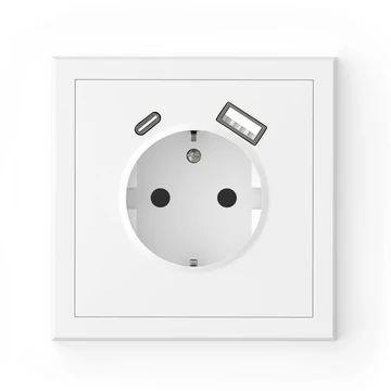 COMMEL Adria 2P+F csatlakozóaljzat + USB A+C, csavaros, 16A, kerettel, fehér (043-519)
