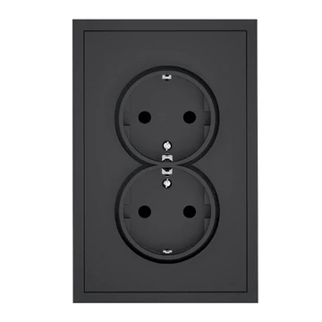 COMMEL Adria 2x2P+F csatlakozóaljzat, gyorscsatlakozóval 16A, kerettel, fekete (043-618)