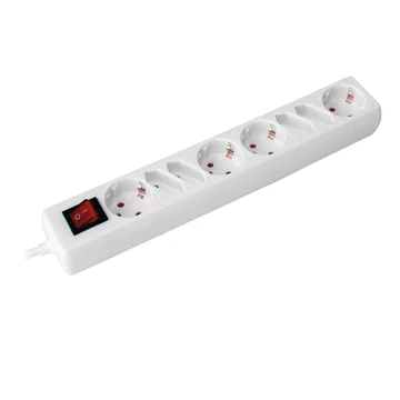 COMMEL Elosztó 8-dugaljas kapcs. 4x2,5A + 4x16A 250V 3500W,fehér H05VV-F 3G1/1,4m (0843)
