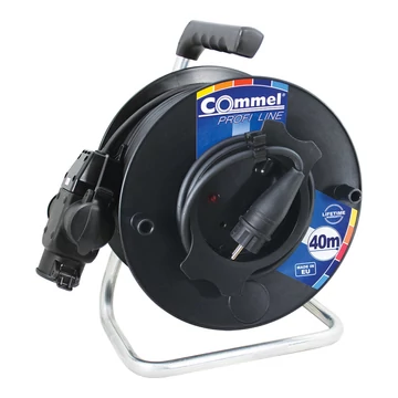COMMEL Kábeldob PL H07RN-F 3G1,5/40m - PVC, 1f, csapf. 3-as gumi dugalj, IP44 (200-313)