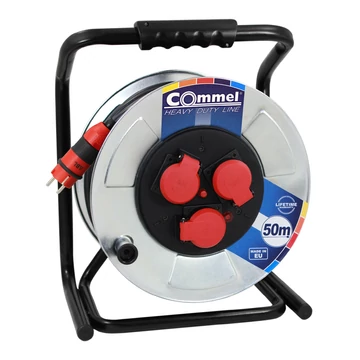 COMMEL Kábeldob HDL H07RN-F 3G2.5/50m - FÉM , 1f, 16A 250V 3500 W IP44 (200-321)
