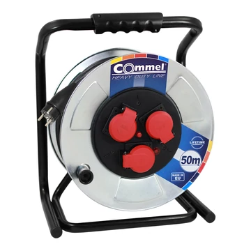 COMMEL Kábeldob HDL H07RN-F 3G1.5/50m - FÉM , 1f, 16A 250V 3500 W IP44 (200-322)