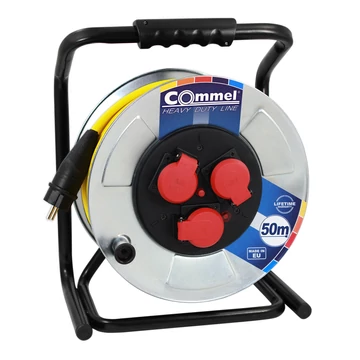 COMMEL Kábeldob HDL AT N07V3V3 3G1.5/50m - FÉM , 1f, 16A 250V 3500 W IP44 (200-324)