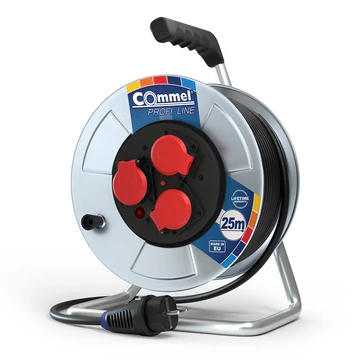 COMMEL Kábeldob PL H07RN-F 3G2,5/25m - PVC, 1f, 16A 250V 3500W IP44 (200-374)