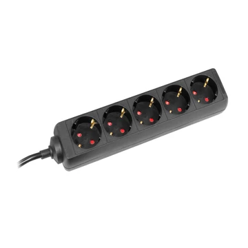 COMMEL Elosztó 5-dugaljas 16A 250V 3500W, fekete H05VV-F 3G1,5 / 5m (232-523)