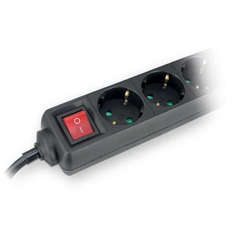 COMMEL Elosztó 5-dugaljas kapcs. 16A 250V 3500W, fekete H05VV-F 3G1 / 1,4m (232-524)