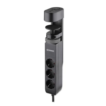 COMMEL Asztalra rögzíthető elosztó 3x 16A 3680W, 1xUSB A+C, 1,4m kábellel (235-130)