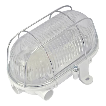 COMMEL Hajólámpa, ovális E27 fémrácsos 230V 60W, szürke (331-201)
