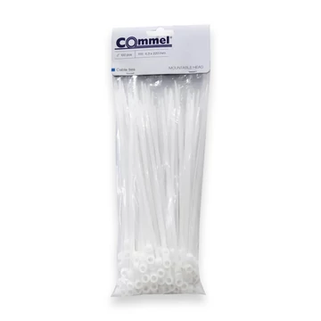 COMMEL Kábelkötegelő, rögzíthető fejjel, 4,3 x 220 mm fehér, 100db/cs (365-145)