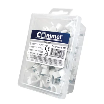 COMMEL Műanyag félbilincs, szögelhető, 7-10mm, fehér, 100db/csomag (365-302)