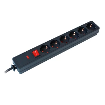 COMMEL Elosztó 6-dugaljas 16A 250V 3500W túlfesz. H05VV-F 3G1,5 / 1,5m (380-105)