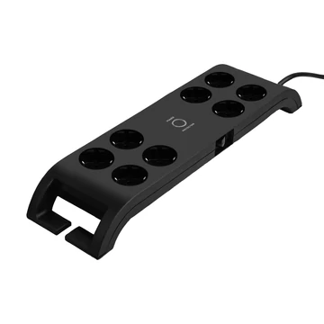 COMMEL Elosztó 8-dugaljas+2xUSB-A 16A 3680W túlfesz. H05VV-F 3G1,5 / 2m, fekete (380-110)