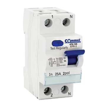 COMMEL Moduláris Fi-relé RCCB 2P 25A 30mA, A (470-126)
