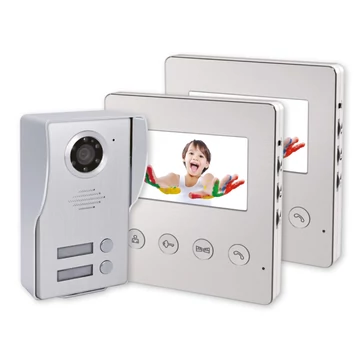 COMMEL Video kaputelefon, 2 lakásos,színes, 4,3", 2 kapunyitó, IP44 kültéri egys. (501-205)