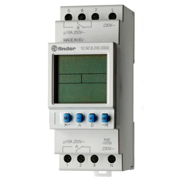 FINDER Asztronómiai kapcsolóóra, DIN-sínre, heti, 230V, elektr 2modul, 2 váltóé., IP20 (129282300000) (12.92.8.230.0000)