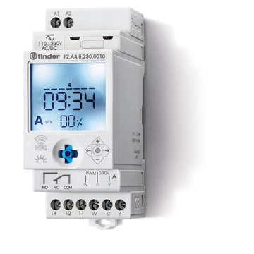 FINDER Asztronómiai kapcsolóóra, DIN-sínre, 230 V/DC, 230 V/AC, Heti program, IP20 (12A482300010) (12.A4.8.230.0010)
