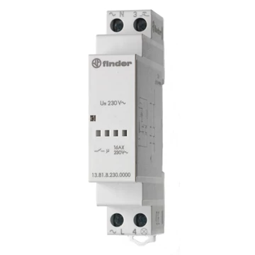 FINDER Elektronikus léptető relé, DIN-sínre, 230VAC, 1Z érintk., 16A, 1mod (Impulzus relé) (138182300000) (13.81.8.230.0000)