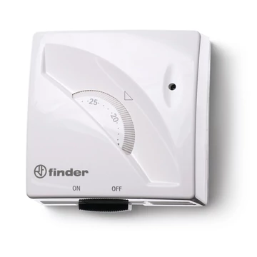 FINDER Analóg szobatermosztát, 5-30 °C, ON-OFF, glimm lámpa, 1 CO - 16 A, falonkívüli, fehér (1T011) (1T.01.1)