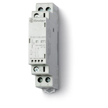 FINDER Installációs mágneskapcsoló, 230V AC/DC, 25A, 2z, AgSnO2, mech.állapotjelzés, IP20 (223202304320) (22.32.0.230.4320)