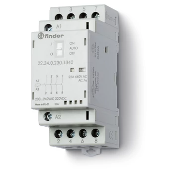 FINDER Installációs mágneskapcsoló, 4 záró, 230 V/DC, 230 V/AC, 25 A (223402301340) (22.34.0.230.1340)