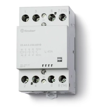 FINDER Installációs mágneskapcsoló, 230V AC/DC, 40A, 4z, AgSnO2, mech.állapotjelz, IP20 (224402304310) (22.44.0.230.4310)