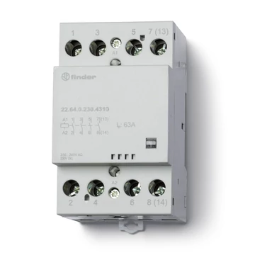 FINDER Installációs mágneskapcsoló, 230V AC/DC, 63A, 4z, AgSnO2, mech.állapotjelz, IP20 (226402304310) (22.64.0.230.4310)
