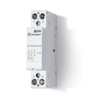 FINDER Installációs mágneskapcsoló, 230V AC/DC, 25A, 2z, AgNi, LED+mech. állapotjelzés +70 C-ig (227202301310) (22.72.0.230.1310)