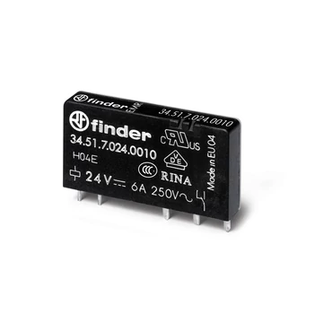 FINDER Ultravékony printrelé, NYÁK/dugasz, 1váltóérintkező, 6A, 24VDC, monostabil, IP20 (345170240010) (34.51.7.024.0010)