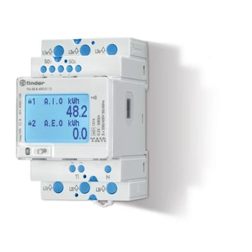 FINDER Fogyasztásmérő, háromfázisú, kétirányú S0 impulzuskimenet, IR csatoló felülettel, LCD, MID-hiteles, 80A, IP20 (7M3884000112) (7M.38.8.400.0112)