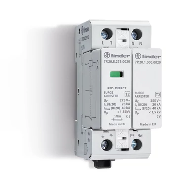 FINDER Túlfeszültség levezető 1 varisztor + szikraköz, C fok, 275V, 2pol, 40kA, IP20 (7P2282751020) (7P.22.8.275.1020)