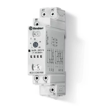 FINDER Időrelé, sorolható, 1-v 24-240V50Hz 8A 24-240VDC (80510240P000) (80.51.0.240.P000)