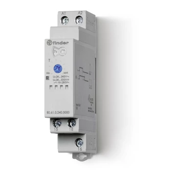 FINDER Ejtéskésleltetésű segédfesz. nélk. Időrelé, 16A, 24-240VAC/DC, 0,1s-2m, moduláris, 1M (806102400000) (80.61.0.240.0000)