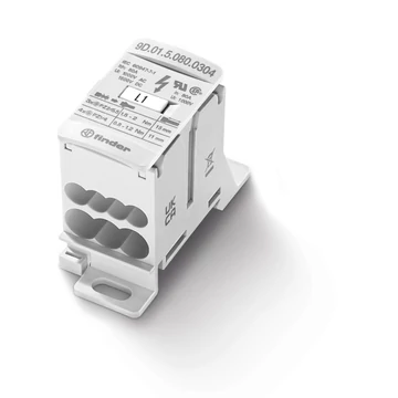 FINDER Fővezetéki leágazó kapocs, 3be/4ki, 16mm2, IP20, 1P, 80A, csavaros, 4csatl./<6mm2 (9D0150800304) (9D.01.5.080.0304)