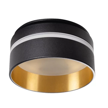 KANLUX GOVIK-ST DSO-B/G Süllyesztett dekorációs keret, Gx5,3/GU10, max 10W, Ø80x60mm, IP20, fekete / arany (29234)