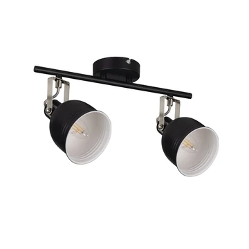 KANLUX DERATO EL-2I B-SR Fali-mennyezeti lámpatest, E14, 2 x max 8W, Ø100mm, 165x110x500mm, fekete / ezüst (35642)