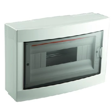 VIKO (by Panasonic) Falon kívüli lakáselosztó 12 modulos, IP20, füstszínű ajtóval, PE/N sínekkel (90916112)