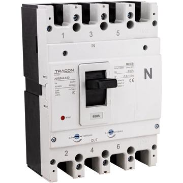 TRACON Kompakt megszakító, 4P, 630A, Ir=(0,8-1,0)In, 400/415V, 50/60Hz, Icu=50kA, Ics=35kA (AKMN4-630)