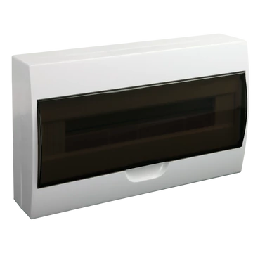 TRACON Falon kívüli elosztódoboz, füstszínű ajtóval, N/PE sínnel, 1x18 modul, IP40, (HxWxD=220x364x96mm) (EDFK-18/1)