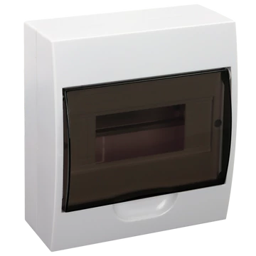 TRACON Falon kívüli elosztódoboz, füstszínű ajtóval, N/PE sínnel, 1x8 modul, IP40, (HxWxD=200x184x95mm) (EDFK-8/1)